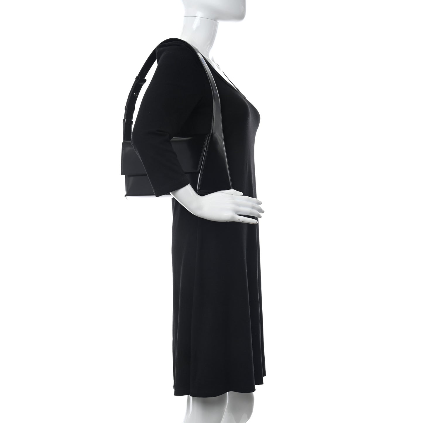 Calfskin Geometric Shoulder Bag Black