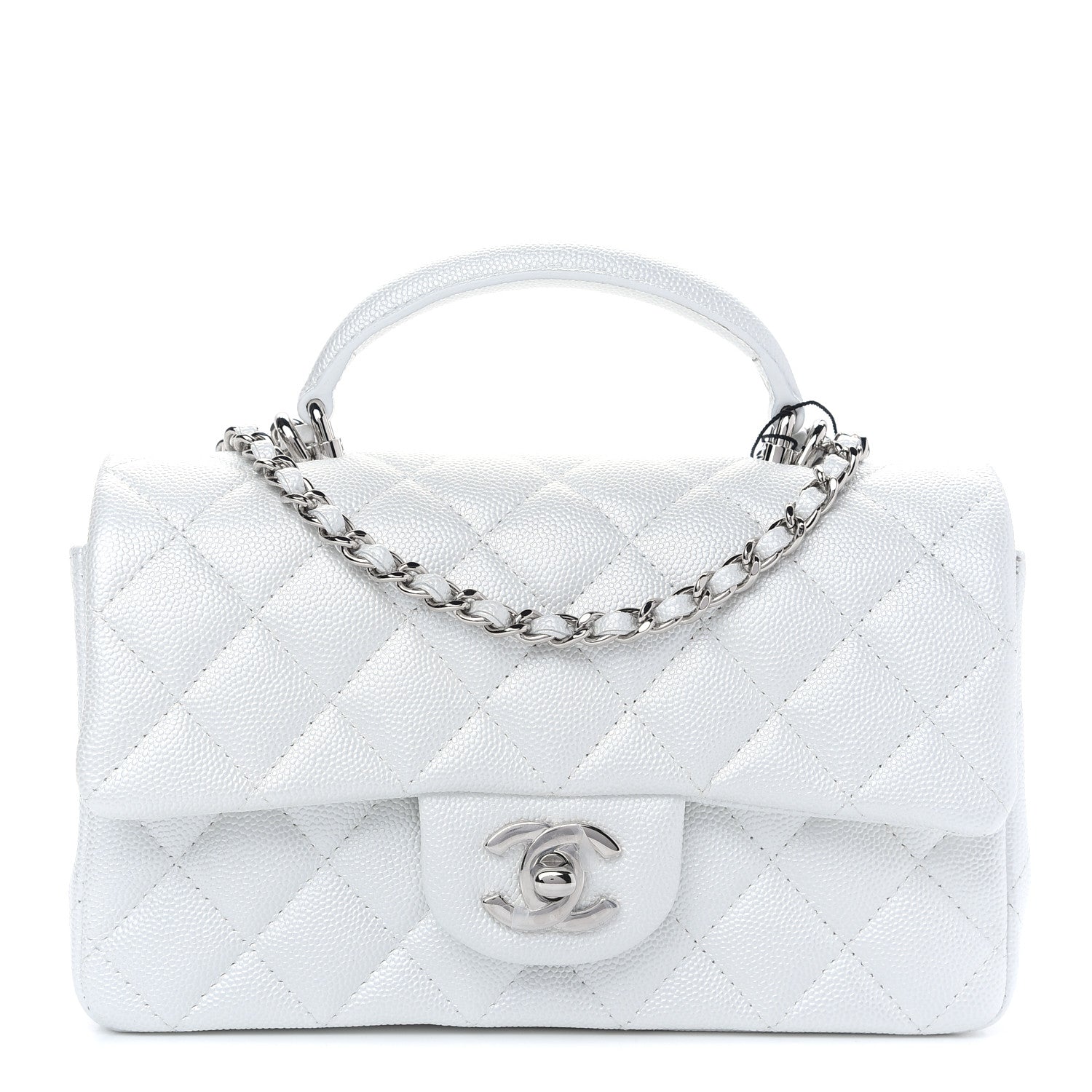 Chanel Iridescent Caviar Quilted Mini Top Handle Rectangular Flap White 1 of 9