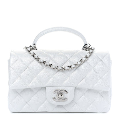 Chanel Iridescent Caviar Quilted Mini Top Handle Rectangular Flap White 1 of 9