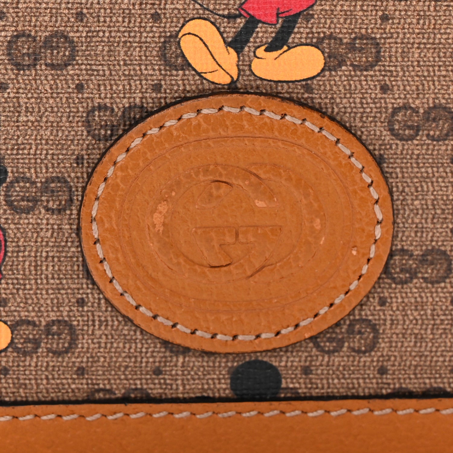 Gucci X DISNEY Mini Vintage GG Supreme Monogram Mickey Mouse Card Holder Wallet Beige Vintage Sun Oil 8 of 11
