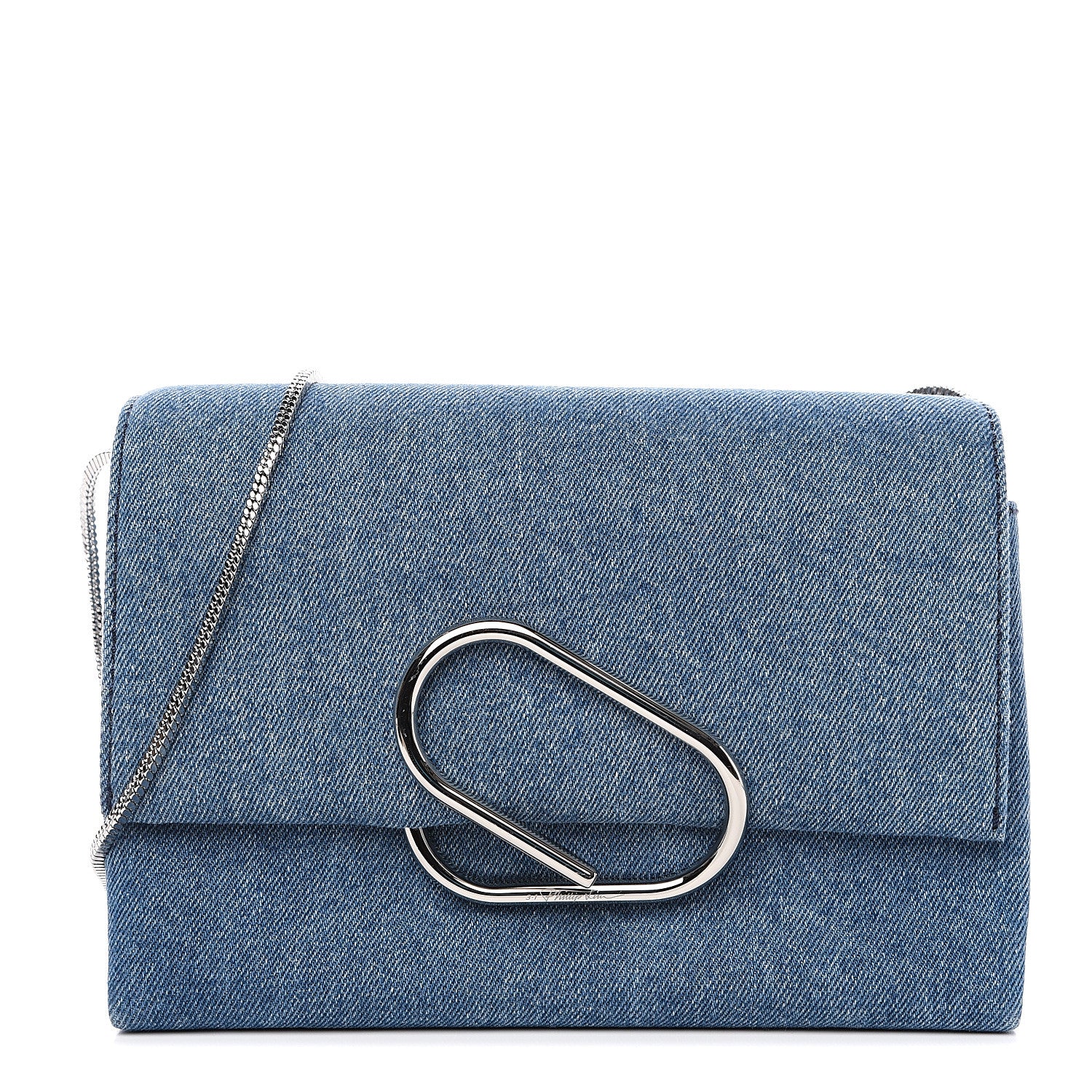 3.1 Phillip Lim 3.1 Denim Alix Soft Flap Clutch Washed Indigo 1 of 8