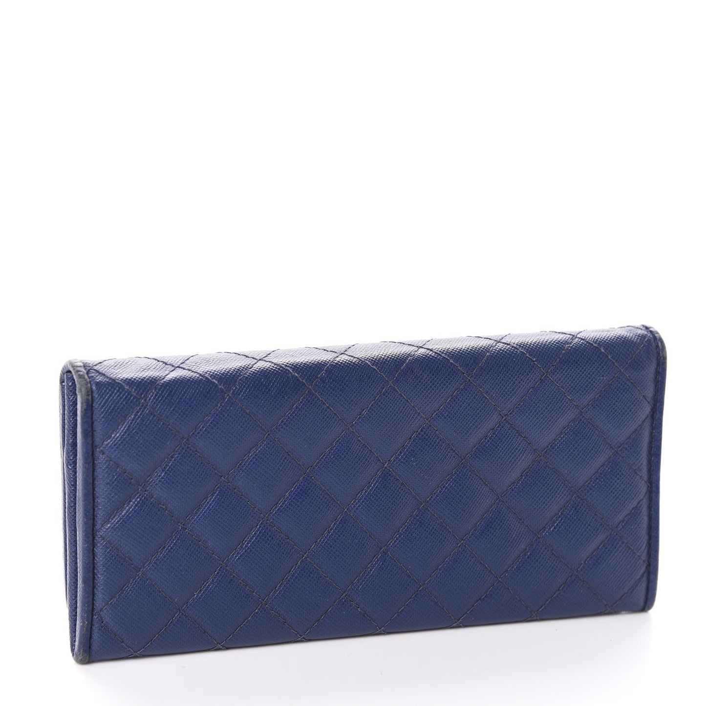 Saffiano Metal Quilted Continental Flap Wallet Bluette