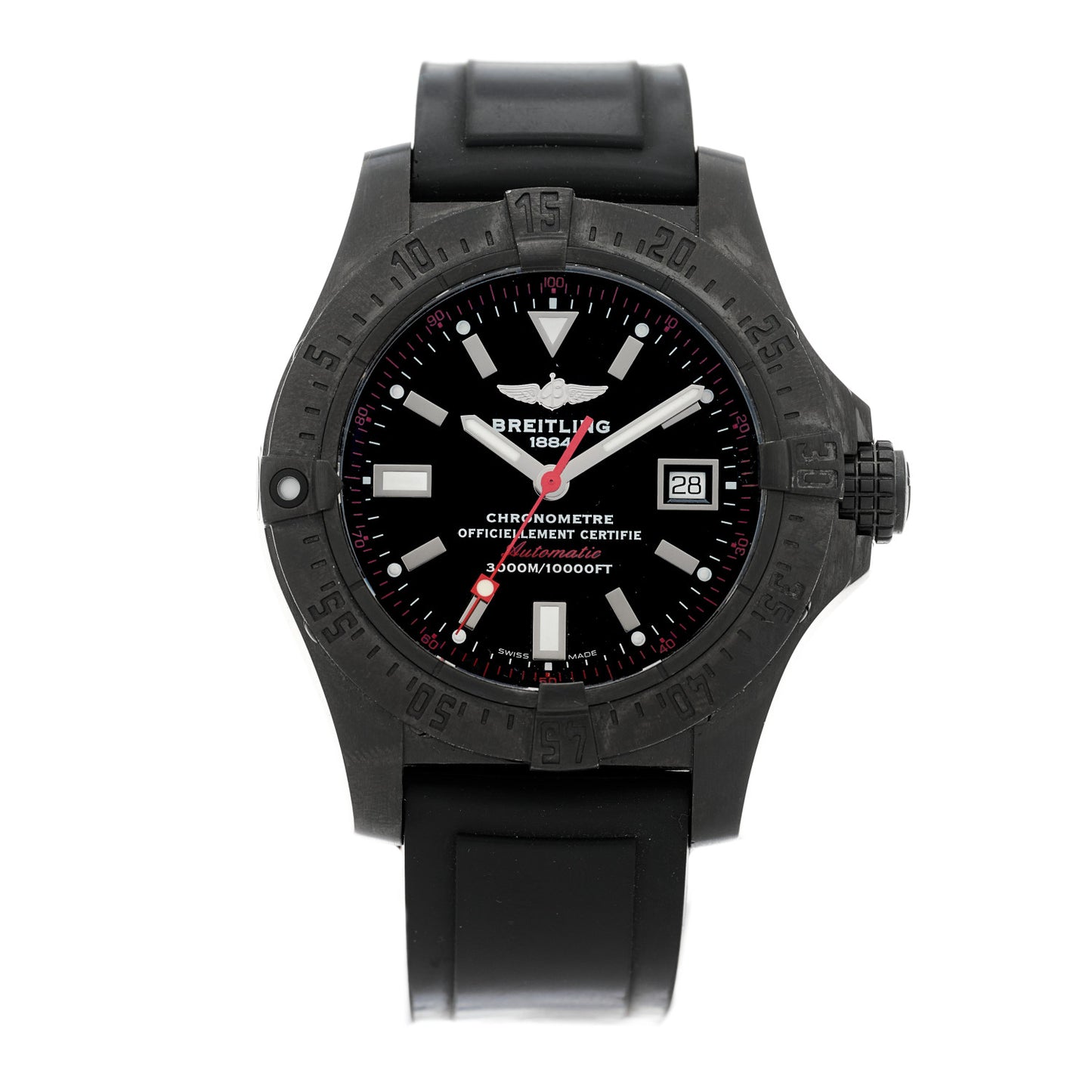 Stainless Steel Rubber 45mm Avenger Seawolf Automatic Watch Black M17330