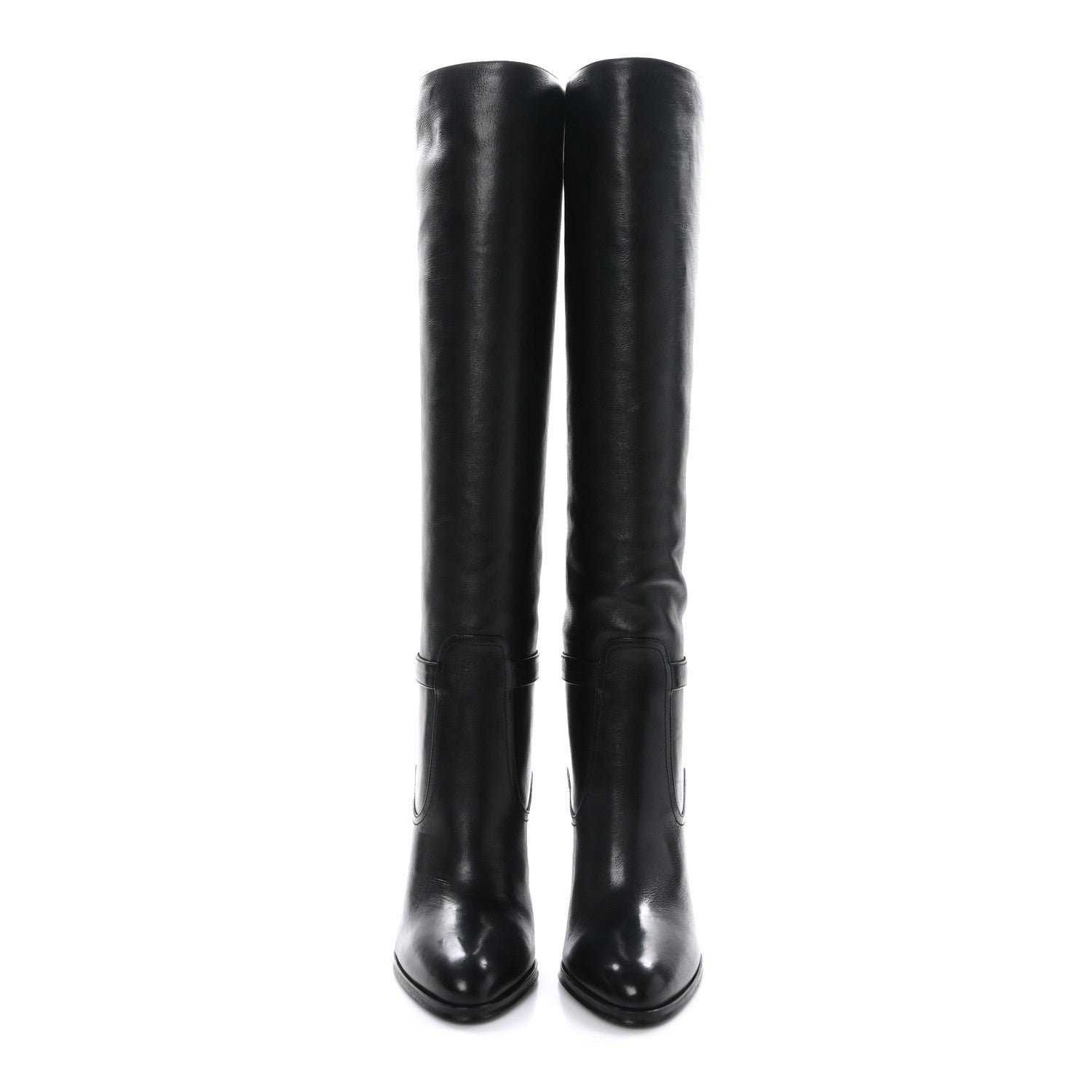 Saint Laurent Grained Calfskin Diane 100 Boots 38.5 Black 2 of 8