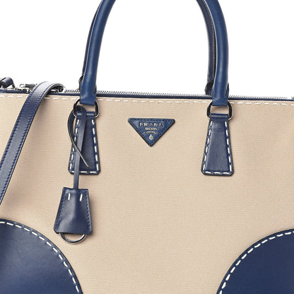 Prada Canvas Calfskin Medium City Stitch Tote Corda Royal 7 of 9