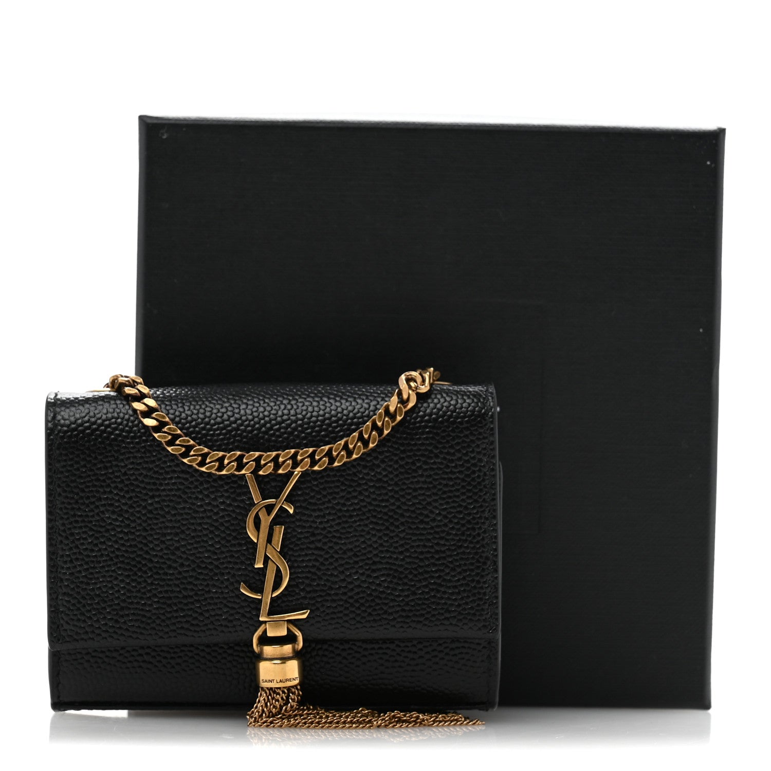 Saint Laurent Grain De Poudre Micro Classic Monogram Kate Tassel Airpods Bag Black 10 of 10