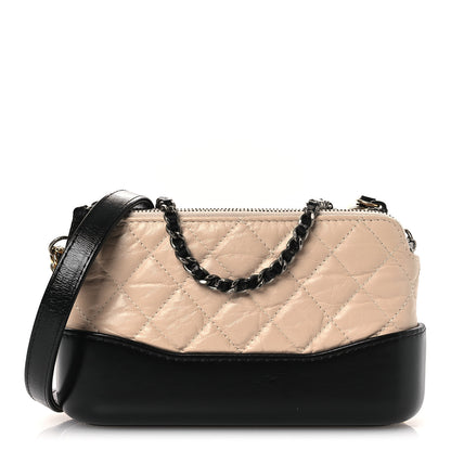 Chanel Aged Calfskin Quilted Small Gabrielle Clutch With Chain Beige Black 1 of 11