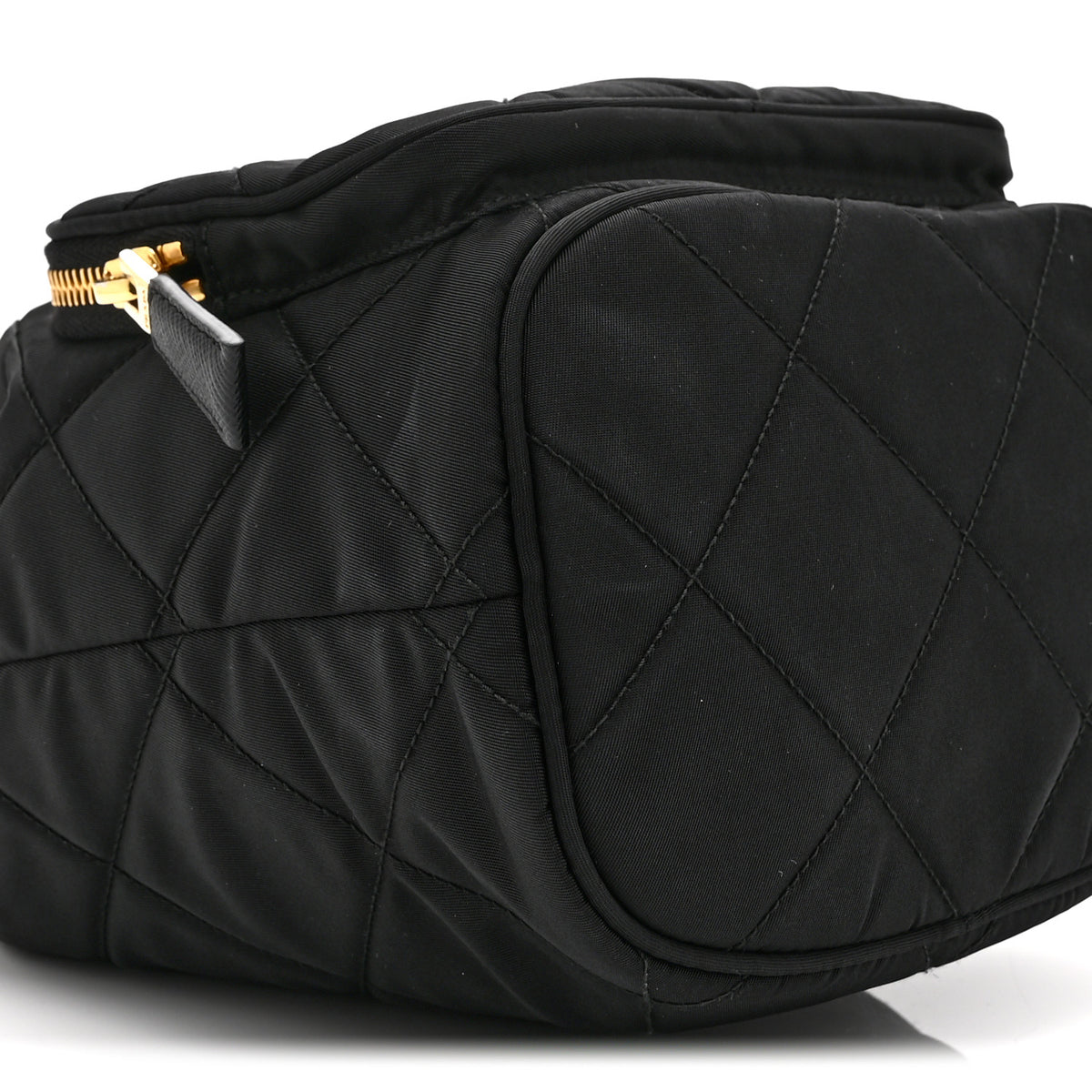 Re-Nylon Saffiano Stitched Duet Bucket Bag Black