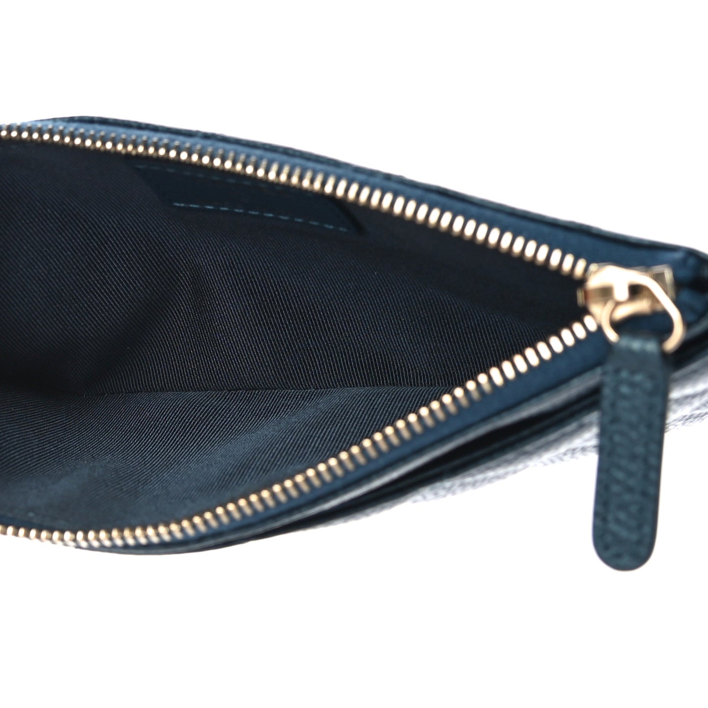 Iridescent Caviar Quilted Classic Zip Pouch Navy