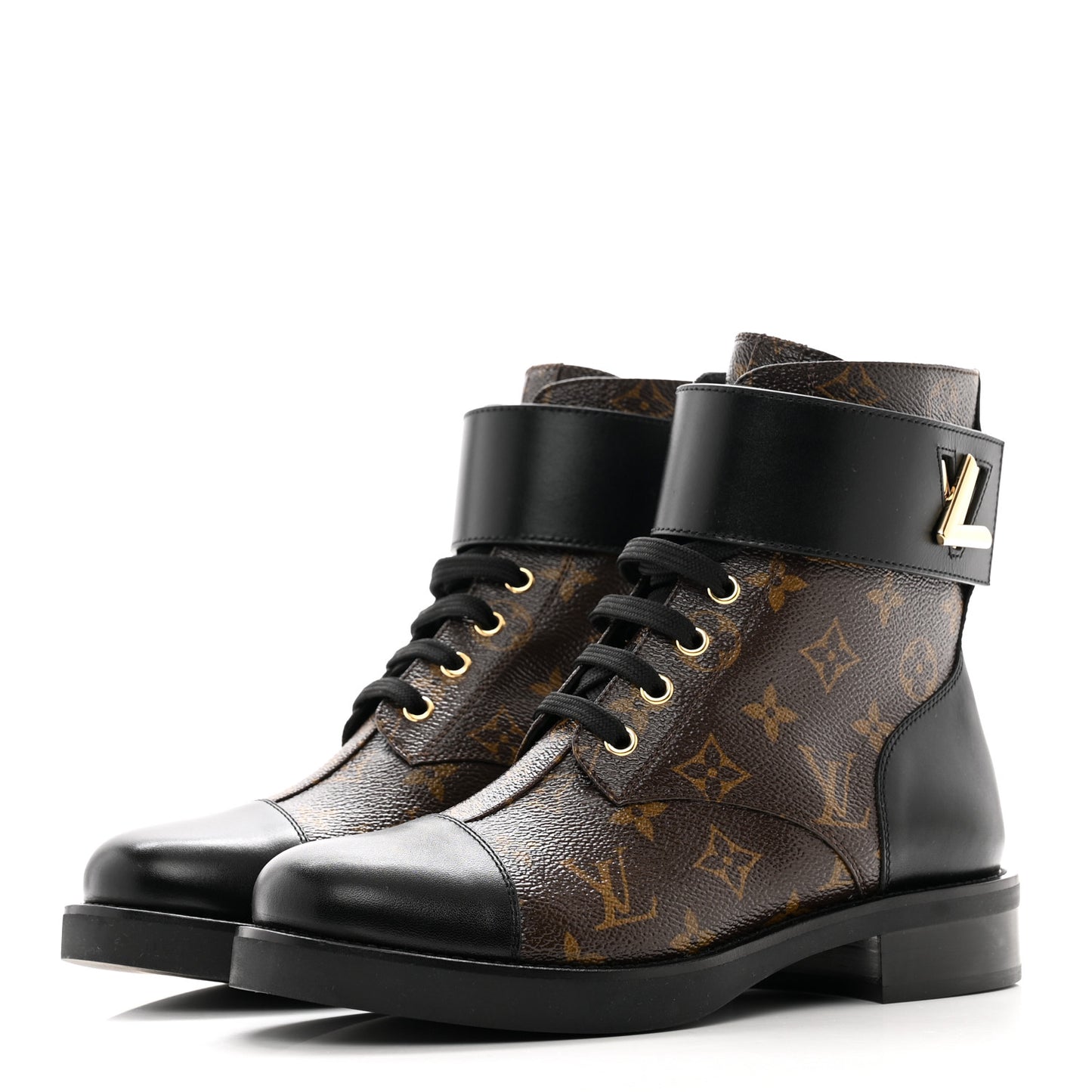 Calfskin Monogram Wonderland Flat Ranger Boots 38 Black