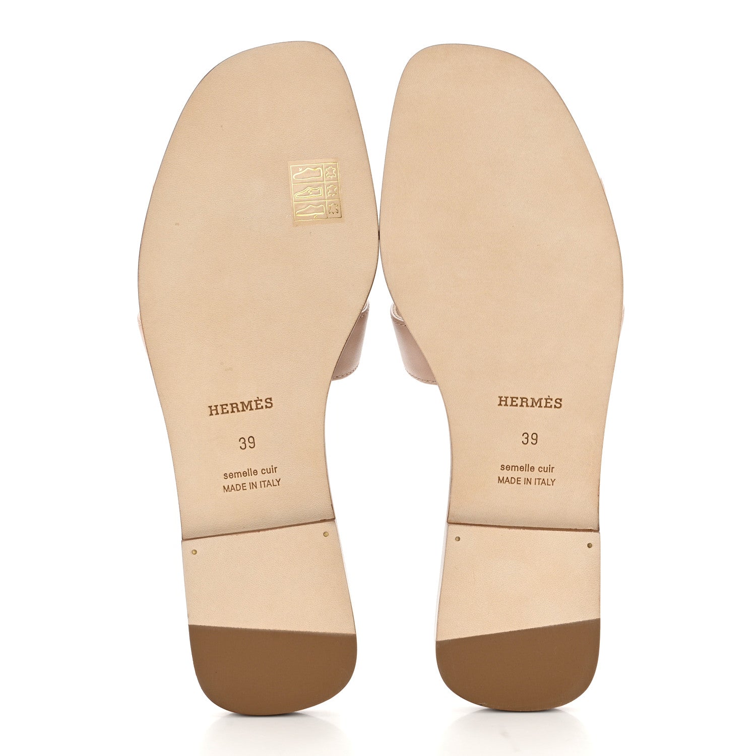 Hermes Box Calfskin Oran Sandals 39 Beige Nude 5 of 9