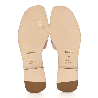 Hermes Box Calfskin Oran Sandals 39 Beige Nude 5 of 9