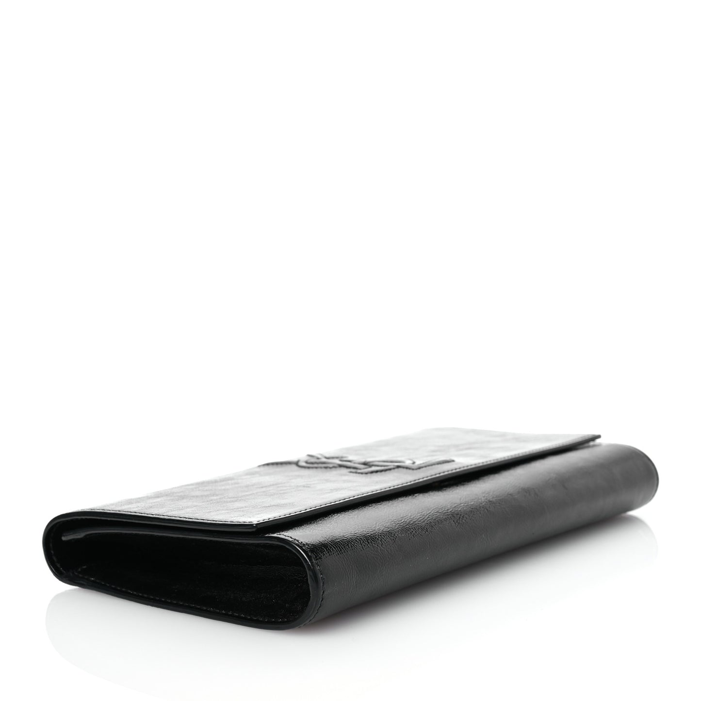 Textured Patent Monogram Large Belle De Jour Clutch Black