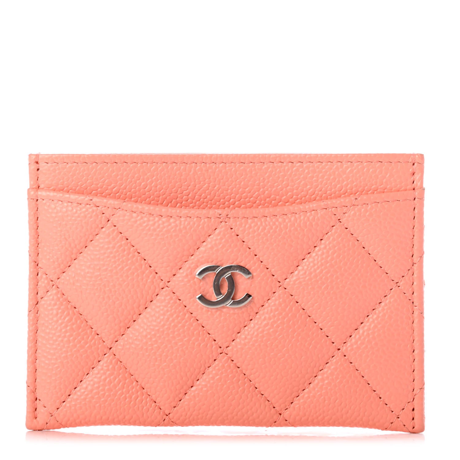 Chanel Caviar Quilted Card Holder Coral 1 of 7