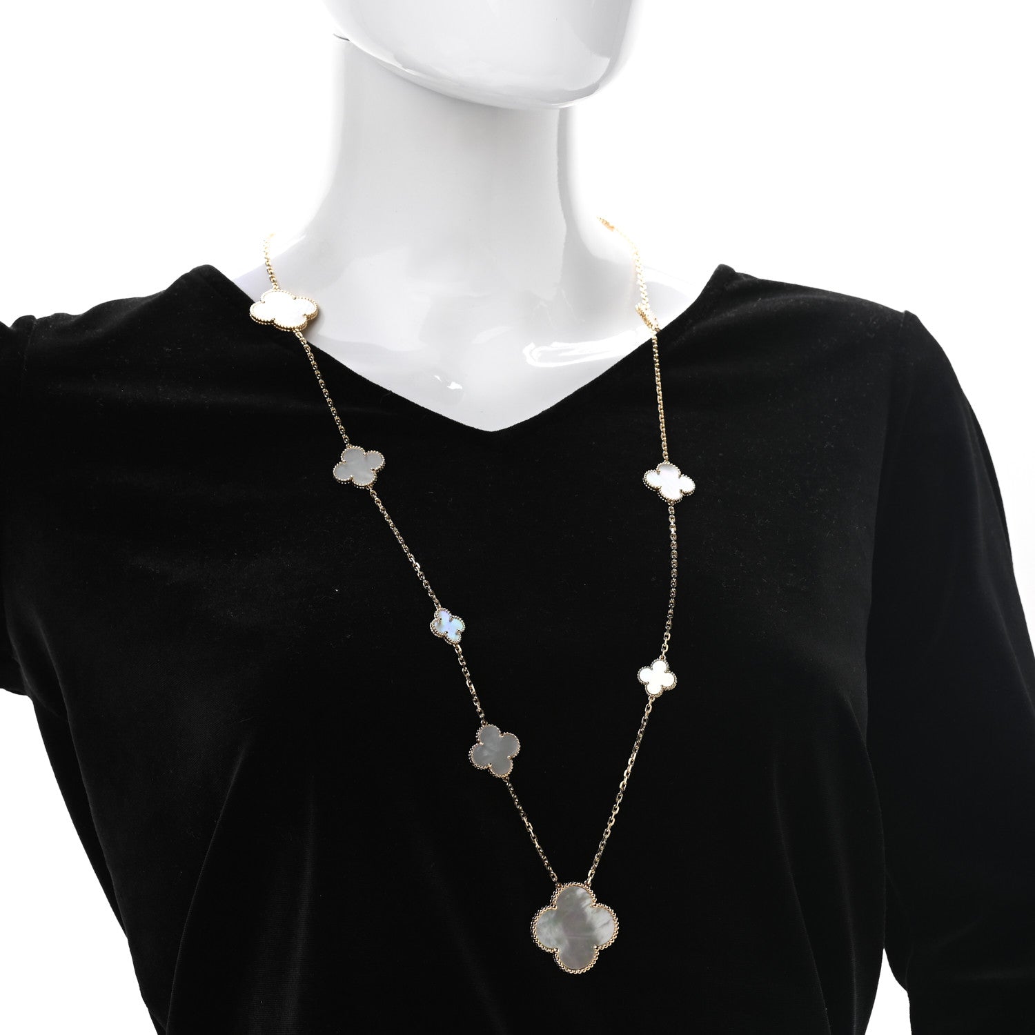 Van Cleef & Arpels 18K Yellow Gold Mother of Pearl 11 Motifs Magic Alhambra Necklace 2 of 5