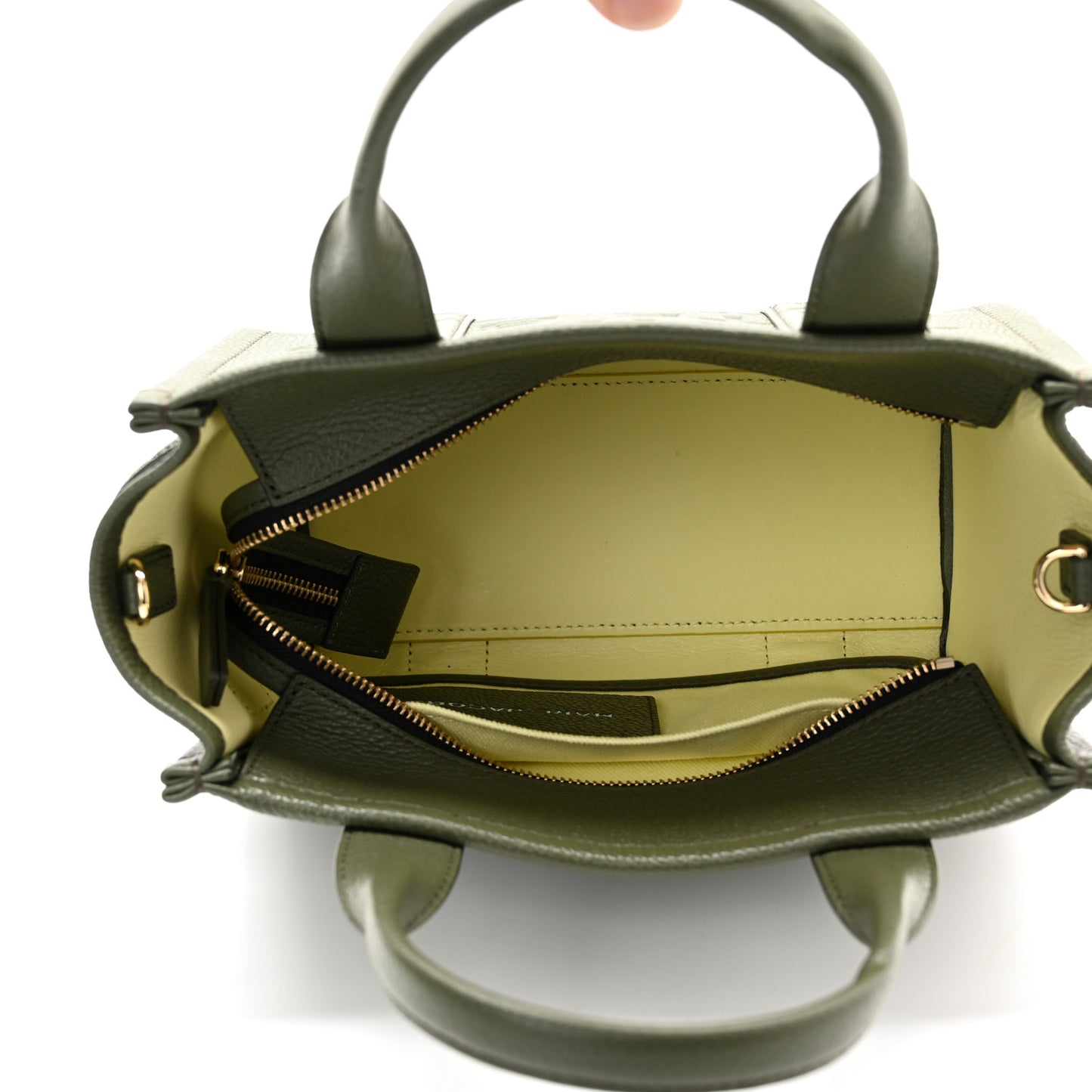 Grained Calfskin Small The Tote Bag Bronze Green