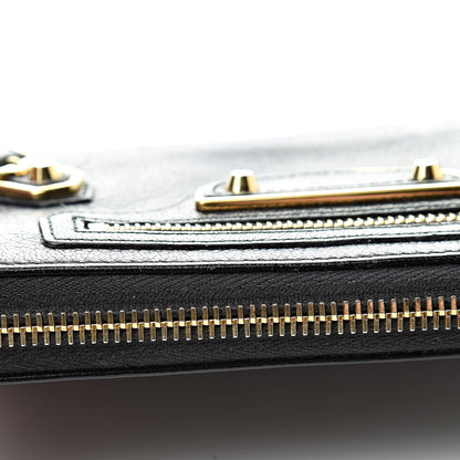 Balenciaga Chevre Gold Metallic Edge Hardware Zip Around Wallet Black 17 of 18