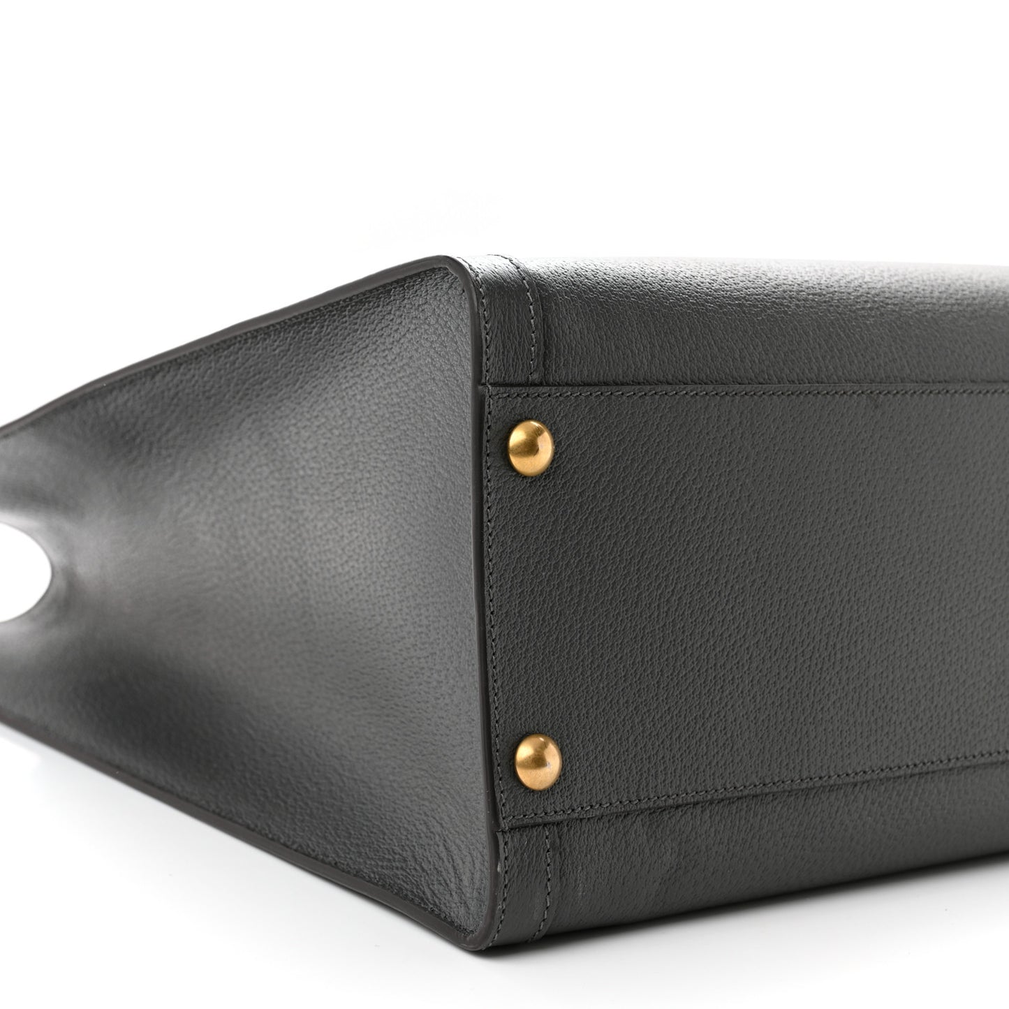 Textured Dollar Calfskin Web Studded Maxi Diana Tote Bag Graphite Grey