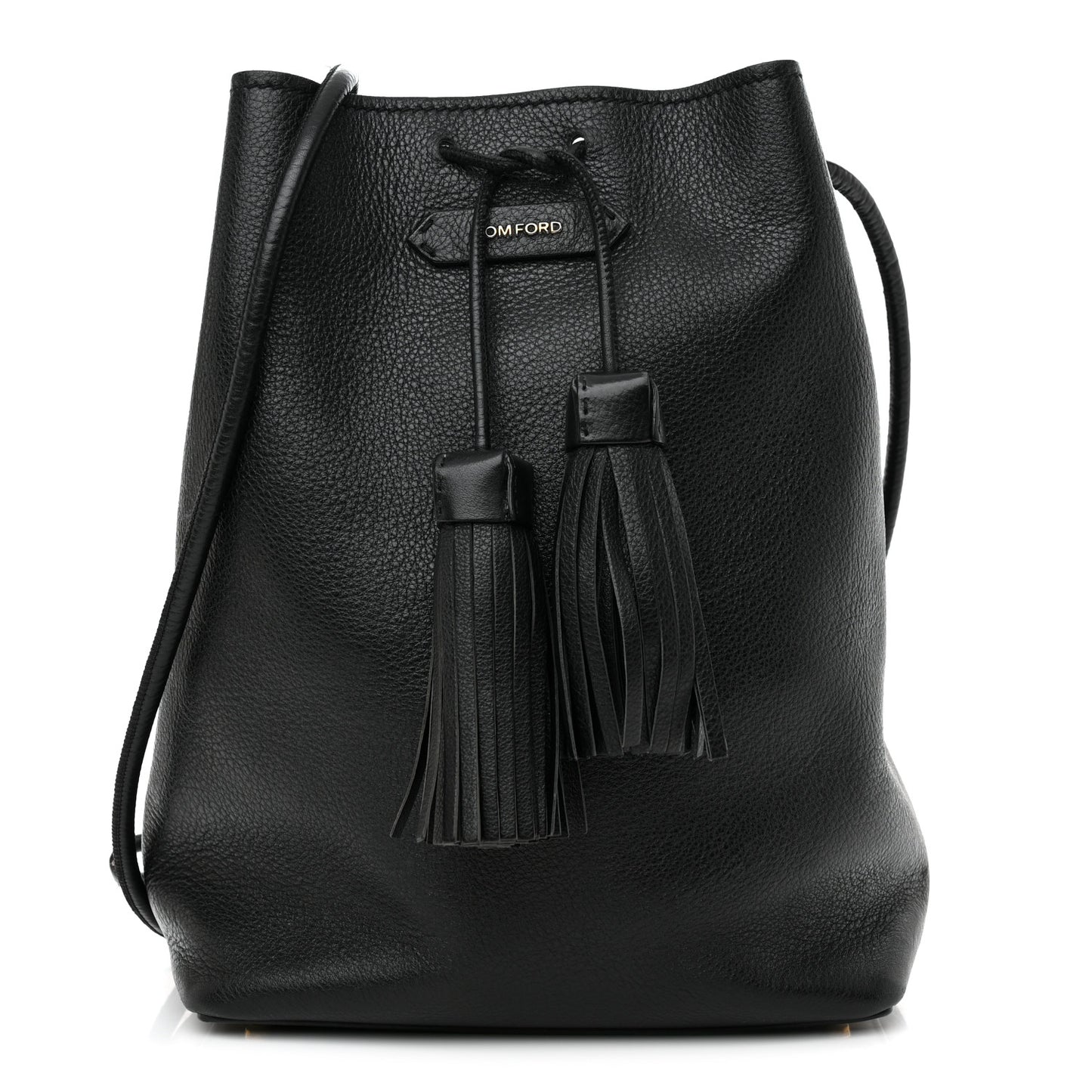Calfskin Small Tassel Bucket Bag Black