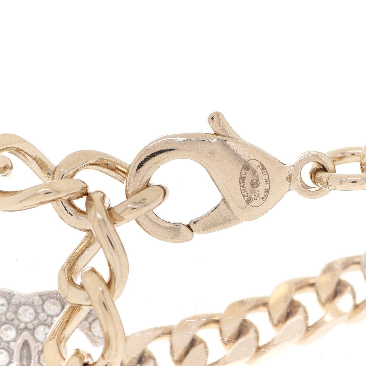 Chanel Crystal CC Chain Bracelet Gold Silver 4 of 5