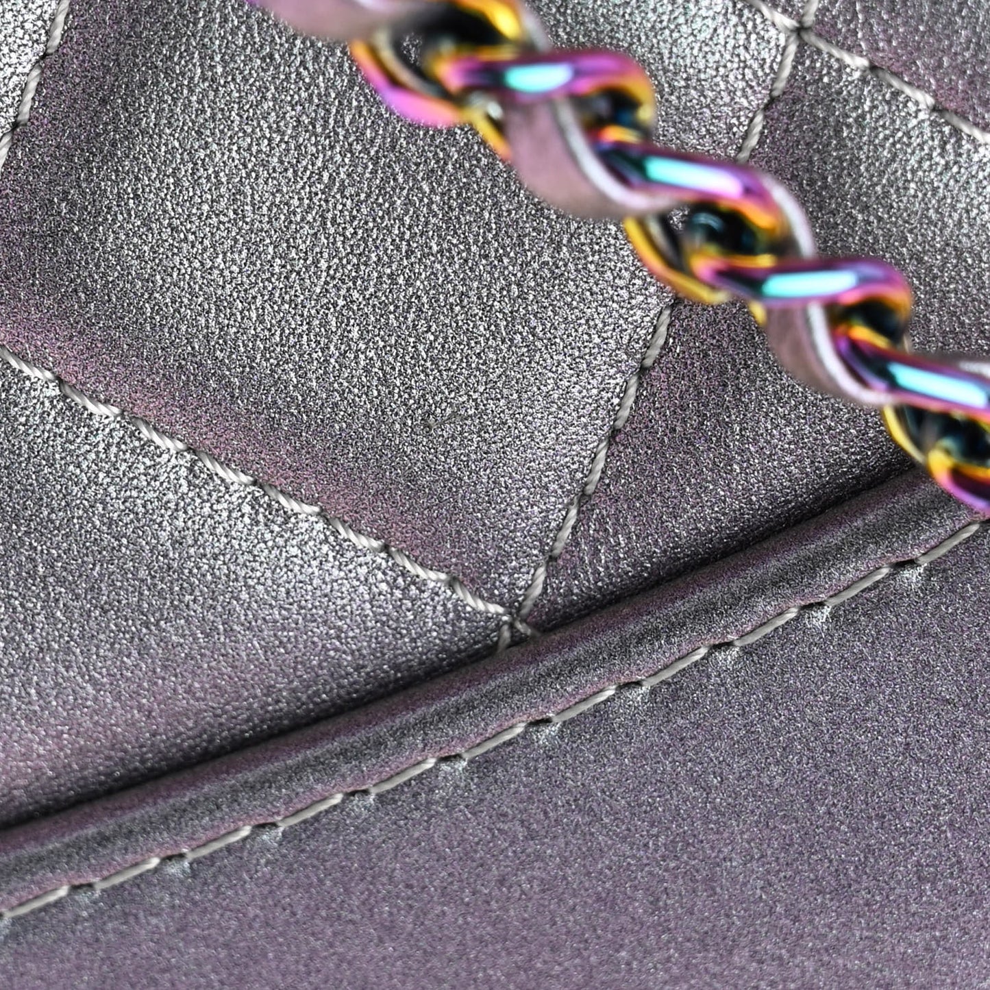 Iridescent Lambskin Calfskin Quilted Gabrielle Backpack Light Purple