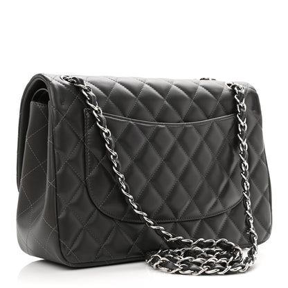 Chanel Lambskin Quilted Jumbo Double Flap Dark Grey 3 of 13