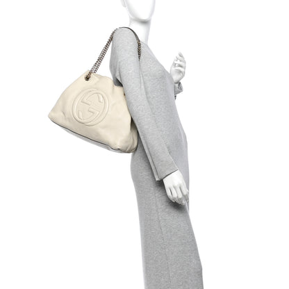 Gucci Pebbled Calfskin Medium Soho Chain Shoulder Bag Off White 2 of 13