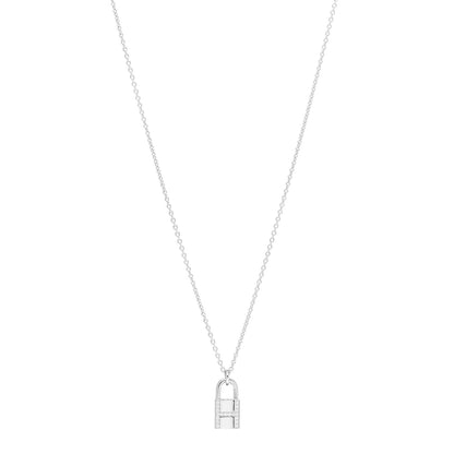 Hermes 18K White Gold Diamond Amulettes Cadenas Pendant Necklace 1 of 5