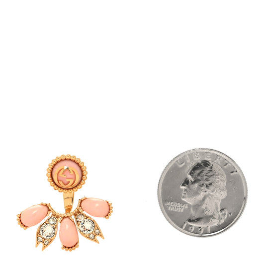 Resin Crystal Single GG Earring Pink Gold