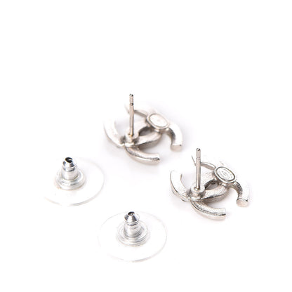 Chanel Crystal Resin CC Earrings Silver Black 3 of 5