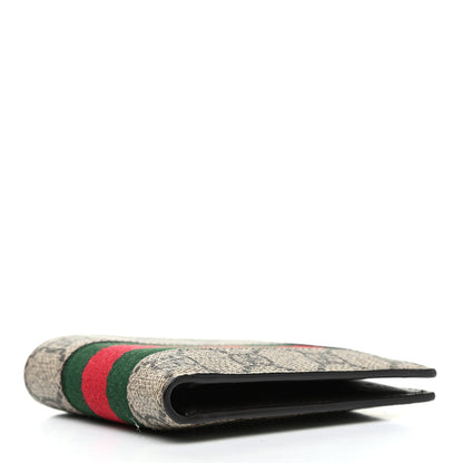 Gucci GG Supreme Monogram Selleria Calfskin Web New Web Bi-Fold Wallet Beige Ebony Cocoa 4 of 8