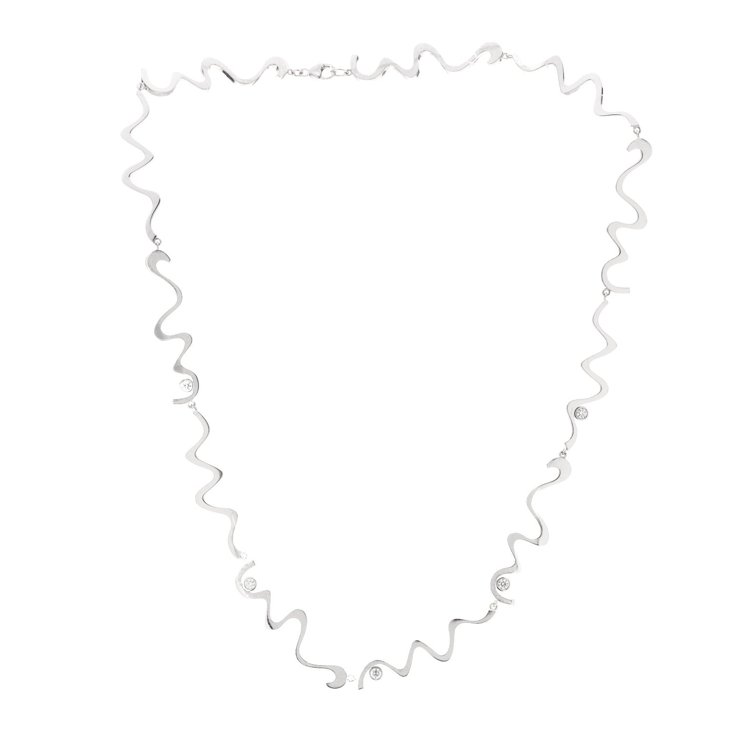 18K White Gold Diamond Frank Gehry Equus Necklace