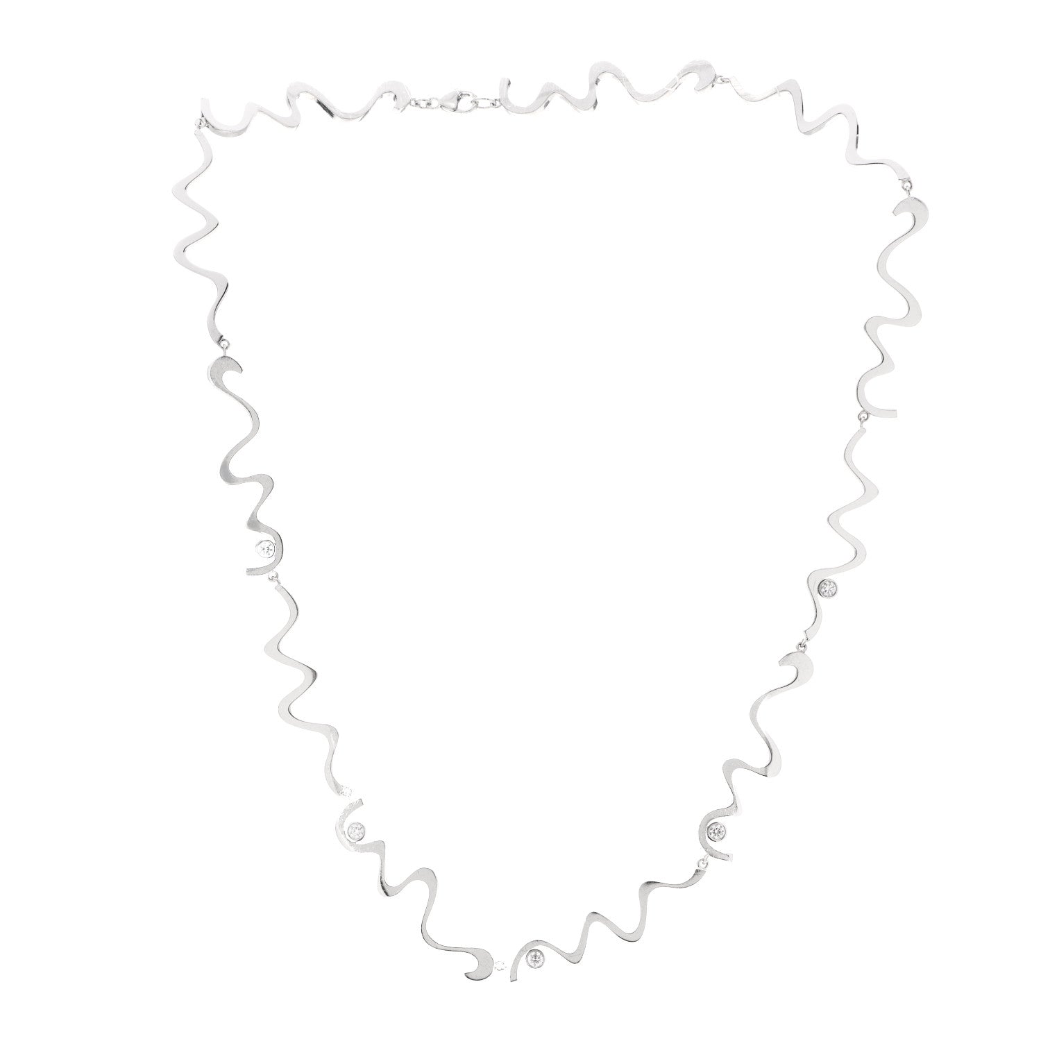Tiffany 18K White Gold Diamond Frank Gehry Equus Necklace 3 of 4