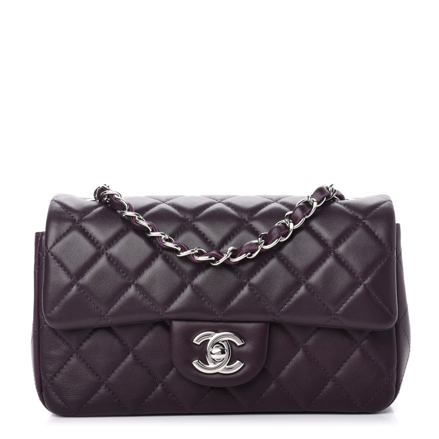 Chanel Lambskin Quilted Mini Rectangular Flap Dark Purple 1 of 10
