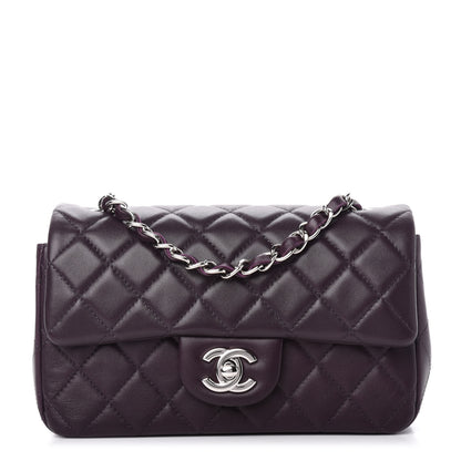 Chanel Lambskin Quilted Mini Rectangular Flap Dark Purple 1 of 10