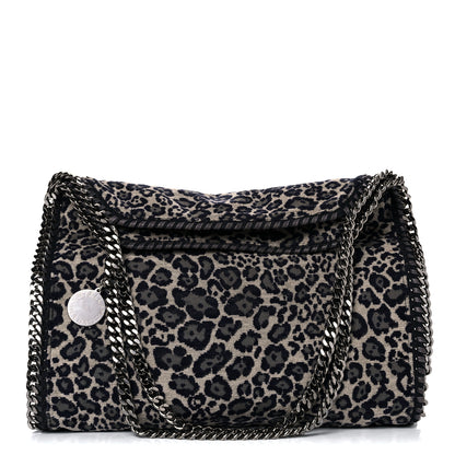 Stella McCartney Cotton Canvas Leopard Small Falabella Fold Over Tote Grey 1 of 13