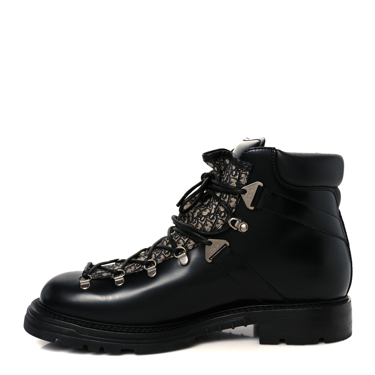 Oblique Calfskin Mens Explorer II Buckle Hiking Boots 45 Black Blue