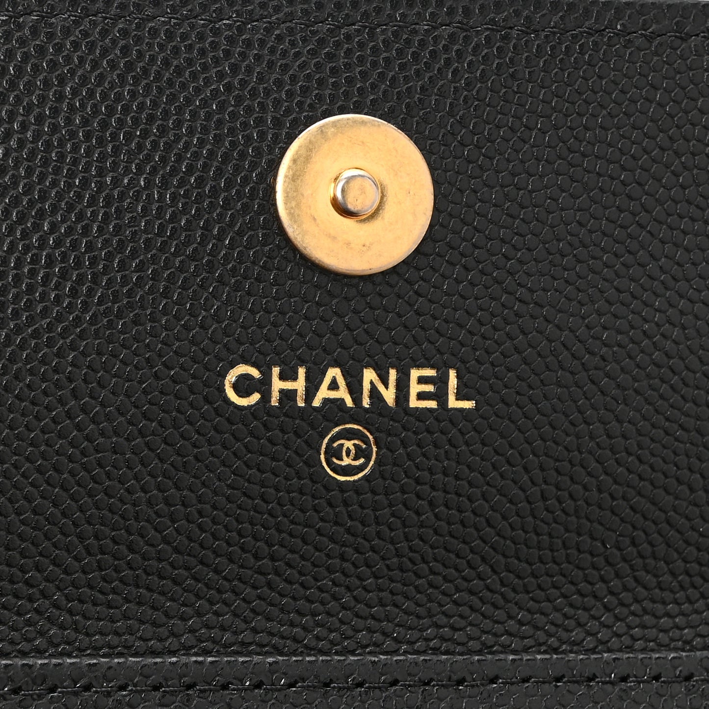 Caviar Quilted Twist Your Buttons Coin Purse With Chain Black