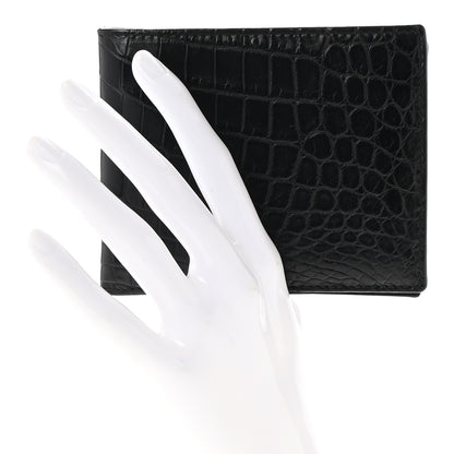 Bottega Veneta Crocodile Bi-Fold Wallet Black 2 of 7