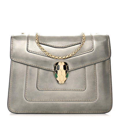 Bulgari Metallic Calfskin Small Serpenti Forever Snake Strap Crossbody Bag Silver 3 of 15