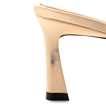 Saint Laurent Satin Feather Mae Mule Sandals 38 Soft Nude 10 of 13