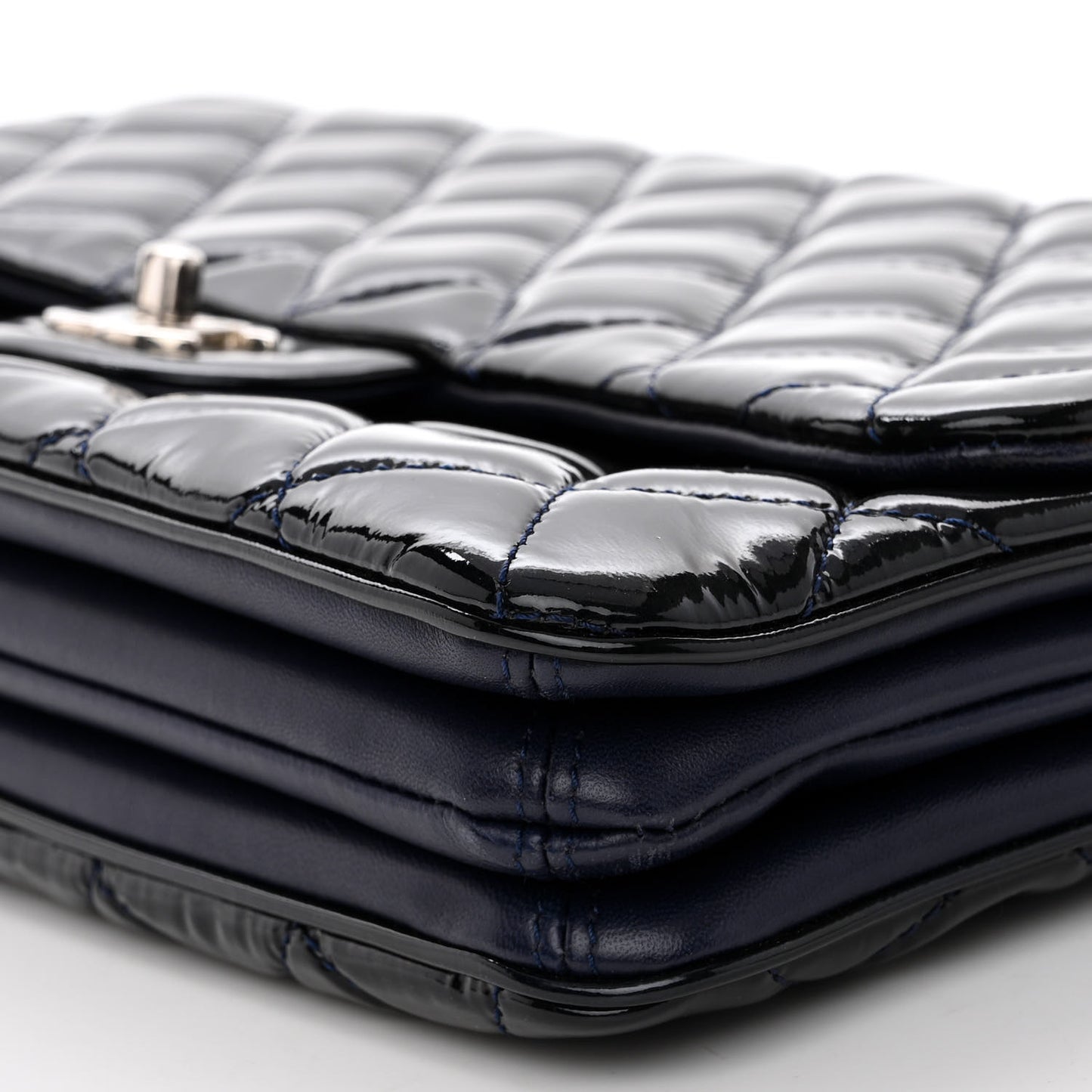 Patent Quilted 3 Jumbo Flap Navy