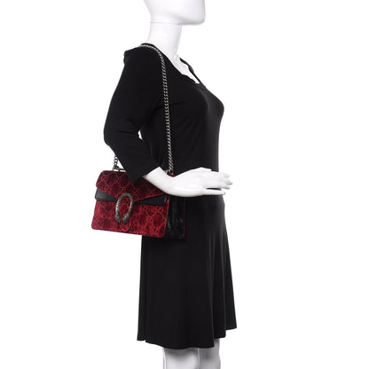 Gucci Velvet Skipper GG Monogram Small Dionysus Shoulder Bag Red Cipria Black 2 of 11