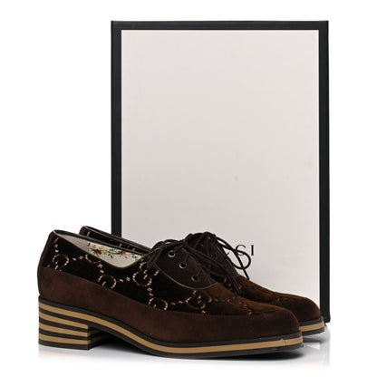 Gucci Velvet GG Monogram Thompson Derby Loafers 38 Vintage Cocoa Brown 10 of 10