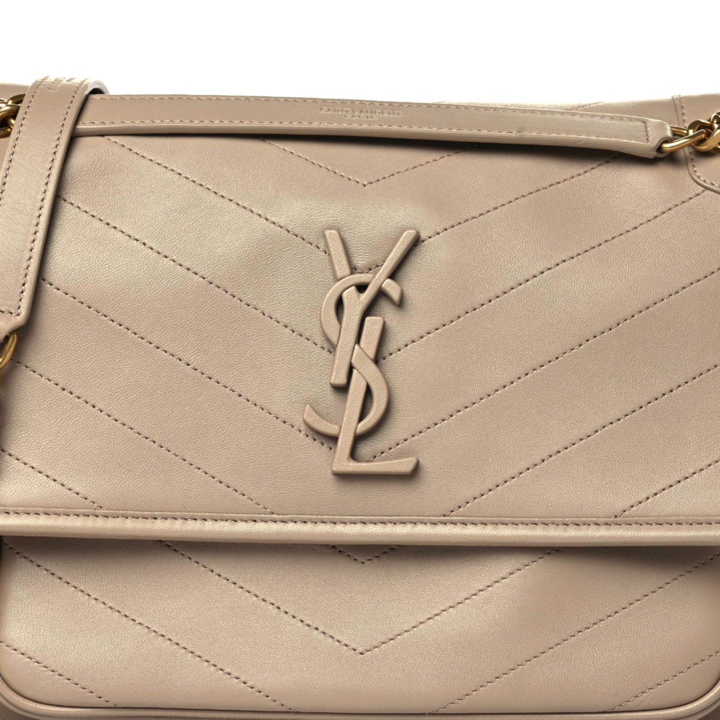 Lambskin Matelasse Monogram Medium Niki Chain Satchel Dark Beige