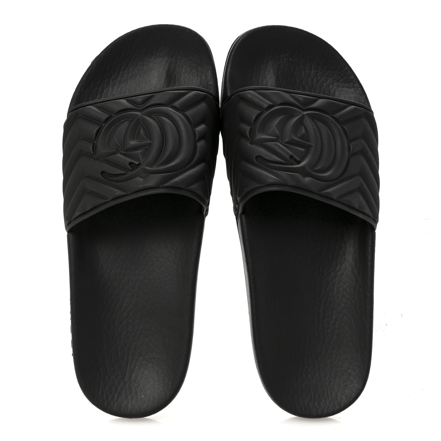 Rubber Matelasse Womens Slide Sandals 39 Black