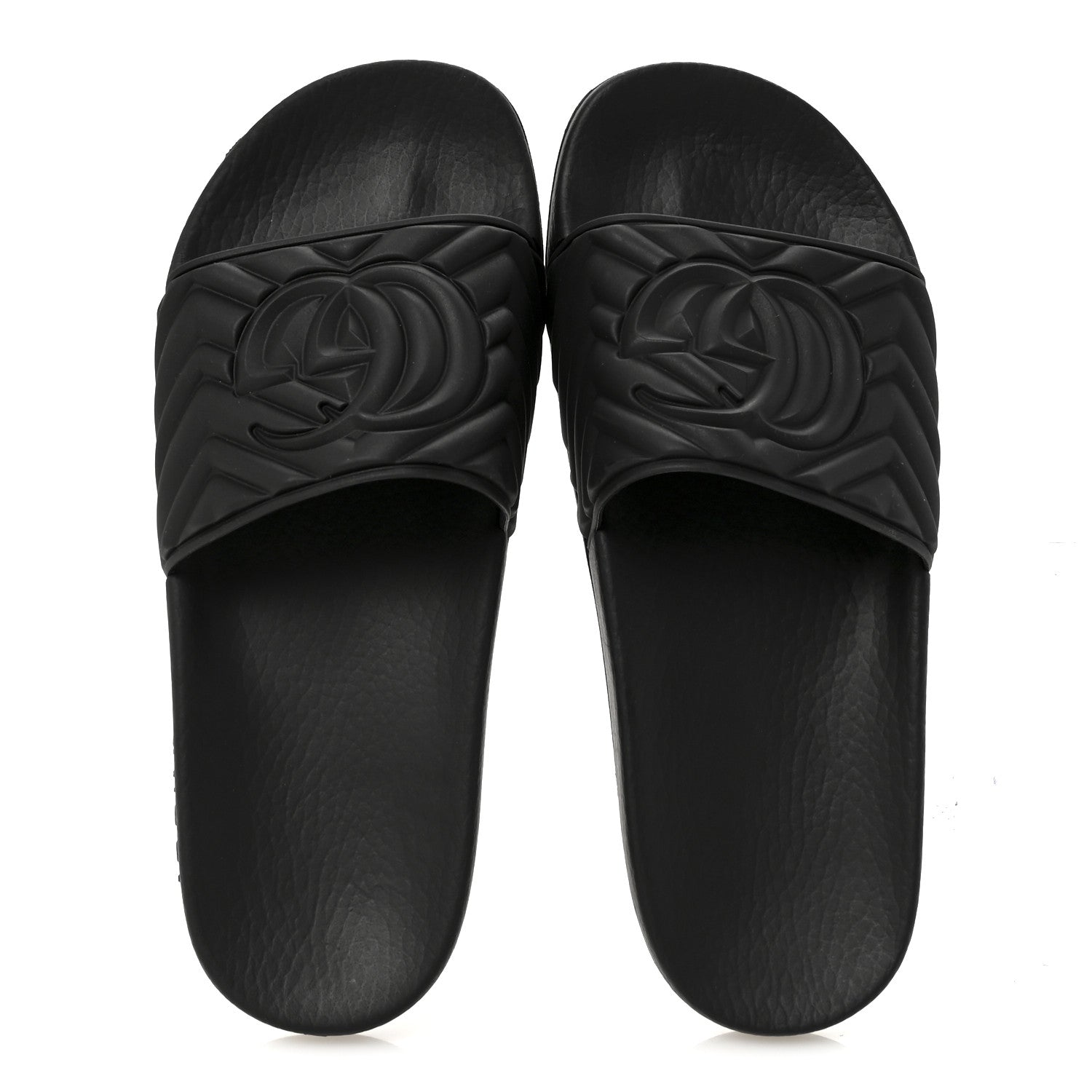 Gucci Rubber Matelasse Womens Slide Sandals 39 Black 2 of 7