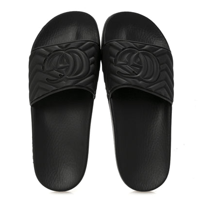 Gucci Rubber Matelasse Womens Slide Sandals 39 Black 2 of 7