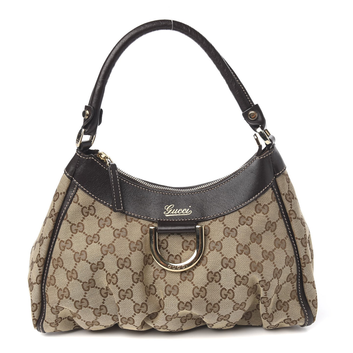 Monogram Medium D Gold Ring Hobo Dark Brown