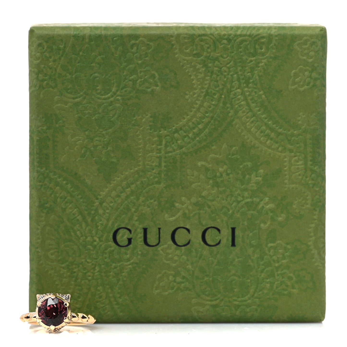 18K Yellow Gold Diamond Pink Tourmaline Le Marché Des Merveilles Feline Ring 49 4.75
